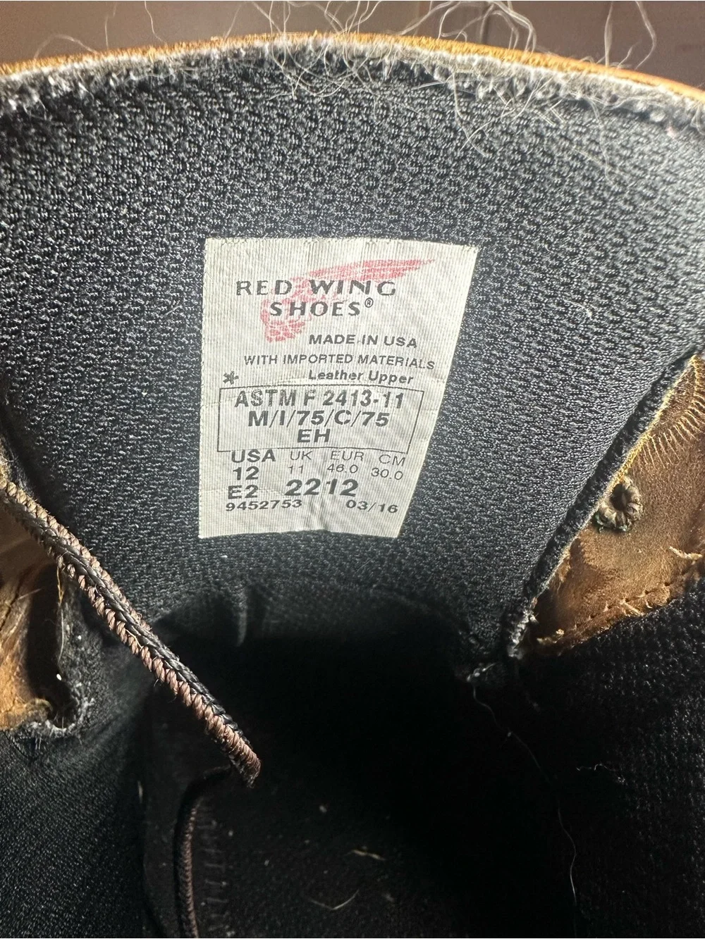 Red Wing 2212 USA Discontinued Leather Steel Toe Mens Boots 12